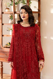 Yashfa Studio - Gulru Soft Net Suit For Women - Maroon - 3 Piece