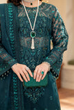 Yashfa Studio - Mahjabeen Organza Suit For Women - Teal - 3 Piece