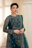 Yashfa Studio - Bakhtawar Organza Suit For Women - Teal - 3 Piece
