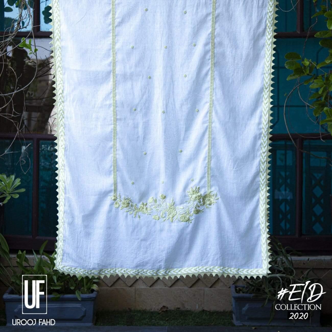 Urooj Fahd - Block Printed Lime Yellow - 3 PC