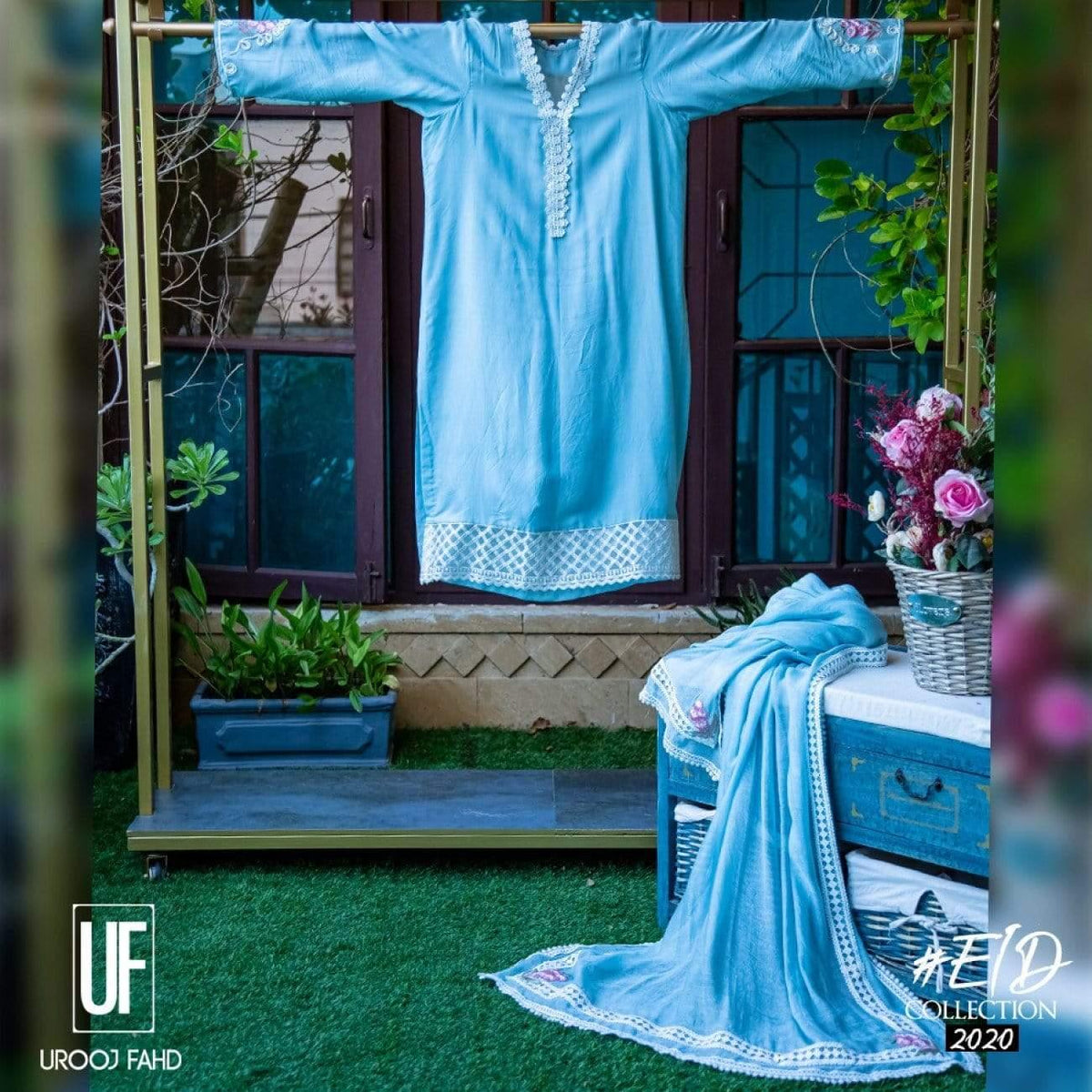 Urooj Fahd - Pale Turquoise Pure Viscose Silk - 3 PC