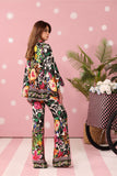 Musferah Saad - Noir Tropics Printed Silk Suit For Women - 3 piece
