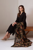 Cross Stitch - Dark Elegance Silk Suit For Women - Black - 2 Piece