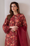 Cross Stitch - Scarlet Sunset Silk Suit For Women - Red - 2 Piece