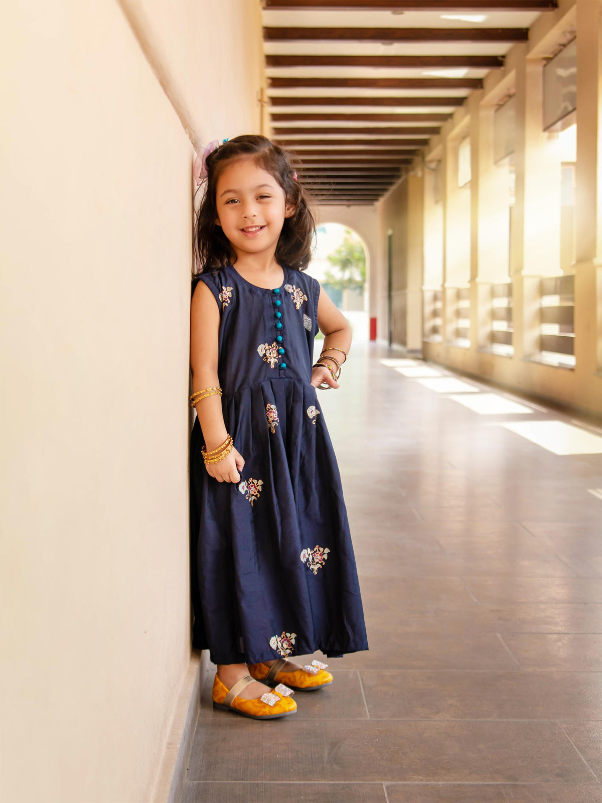 Kidoz Kloset - Stary Night  Block Print Frock For Girl