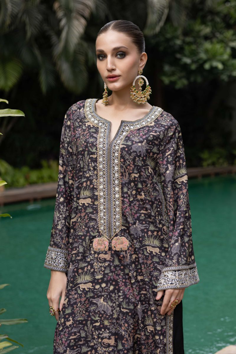 Shehrnaz - Shikargah - SHK-1430 - Black - Crepe Georgette - 2 Piece