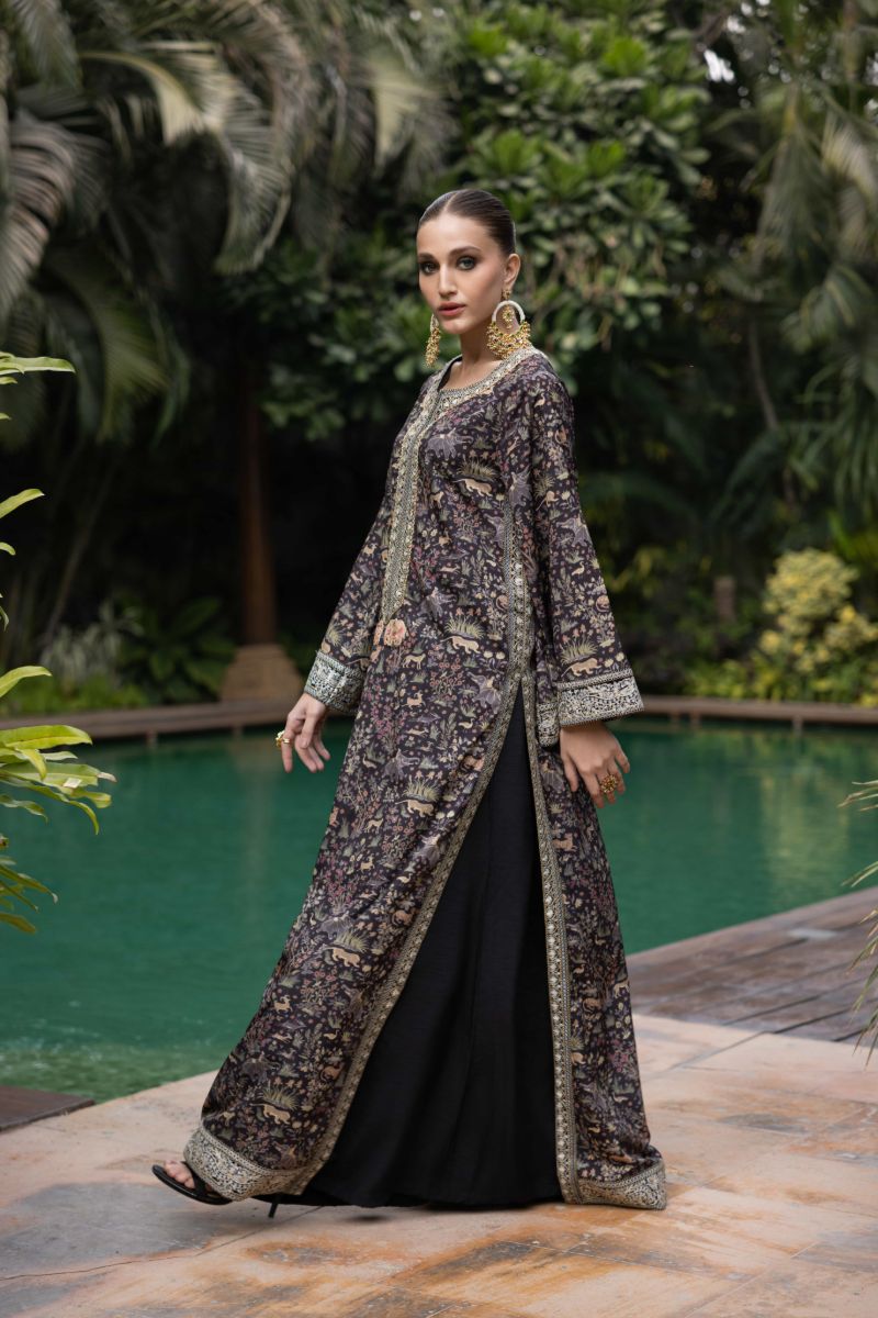 Shehrnaz - Shikargah - SHK-1430 - Black - Crepe Georgette - 2 Piece