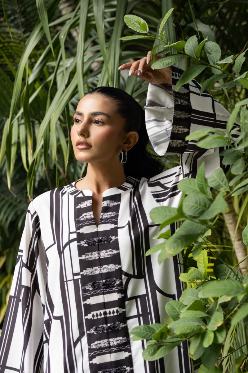 Shehrnaz - Noor - SHK-1432 - Black / White - Crepe Georgette - 2 Piece
