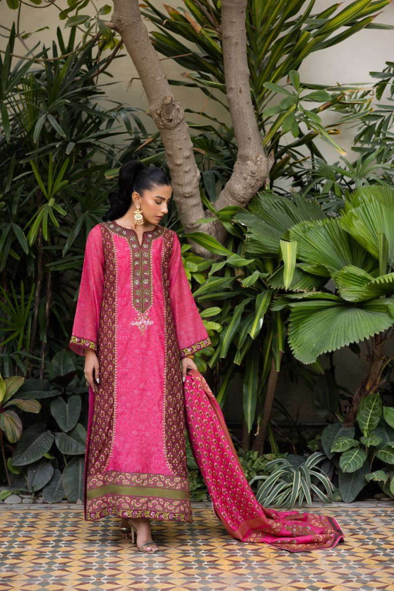 Shehrnaz - Zareenah - SHK-1435 - Fuchsia - Cotton Silk - 3 Piece