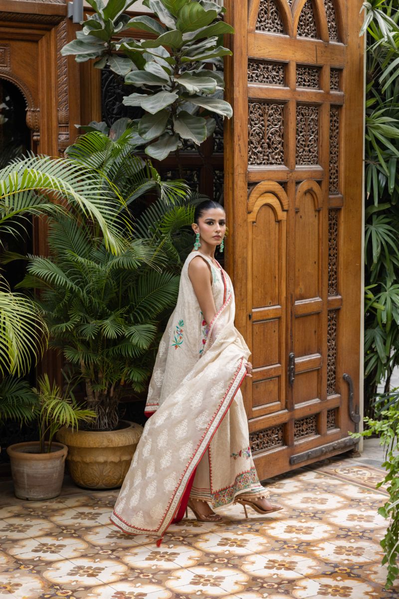 Shehrnaz - Feroza - SHK-1436 - Beige - Cotton Net - 3 Piece