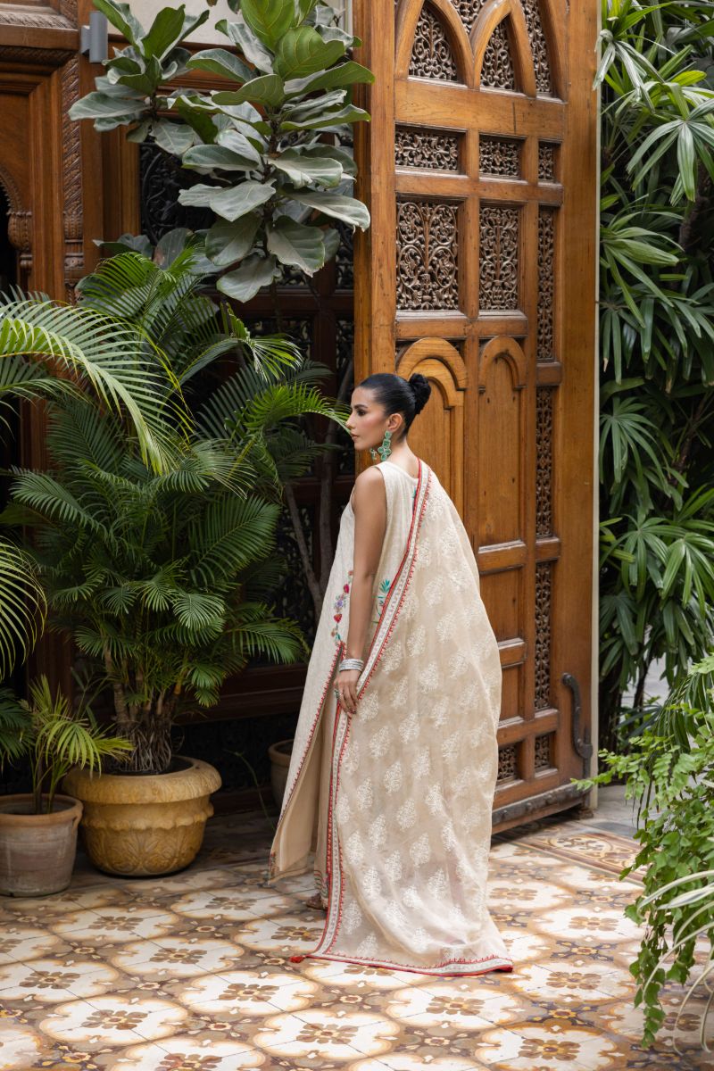 Shehrnaz - Feroza - SHK-1436 - Beige - Cotton Net - 3 Piece