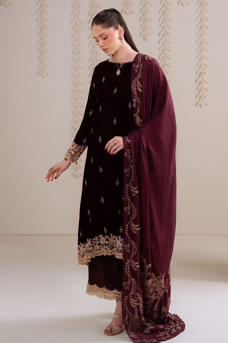 Cross Stitch - ROYAL PLUM - Chiffon - 3 Piece - Unstitched