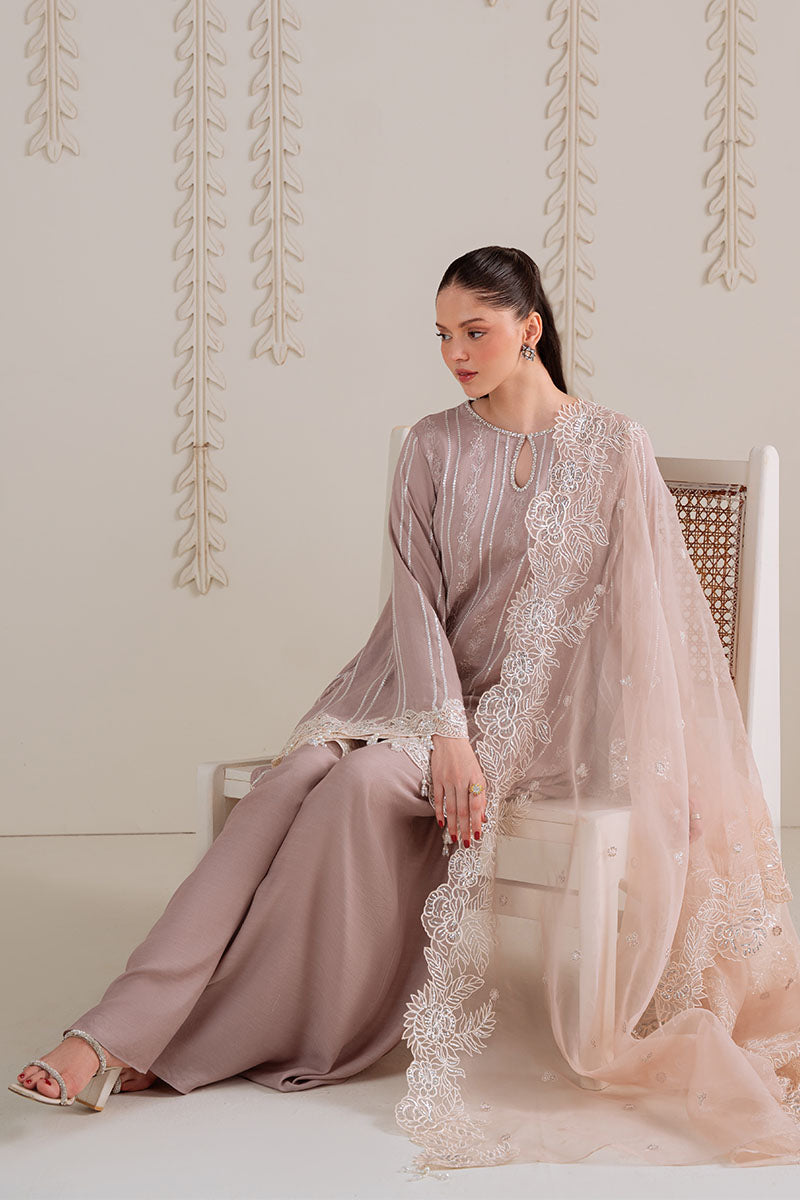 Cross Stitch - BURNT SAND - Chiffon - 3 Piece - Unstitched