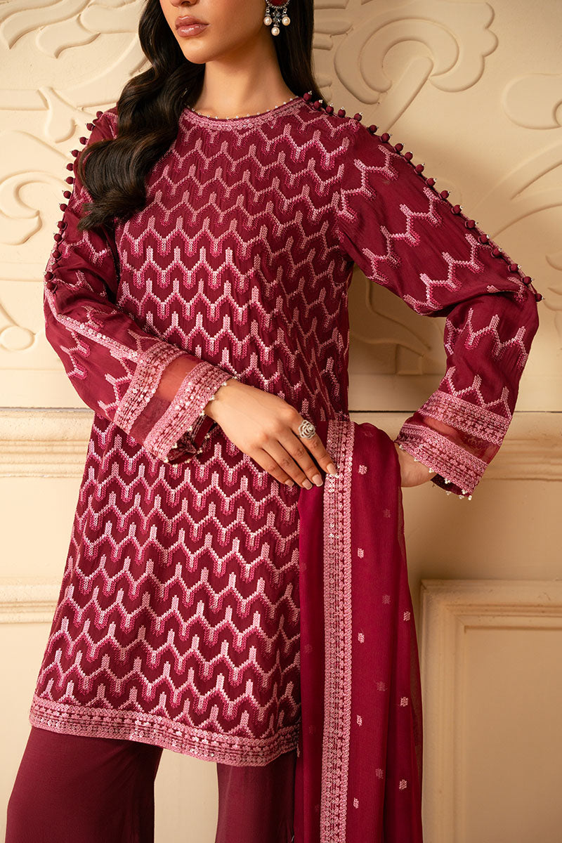 Cross Stitch - BURGUNDY BLISS - Chiffon - 4 Piece - Unstitch