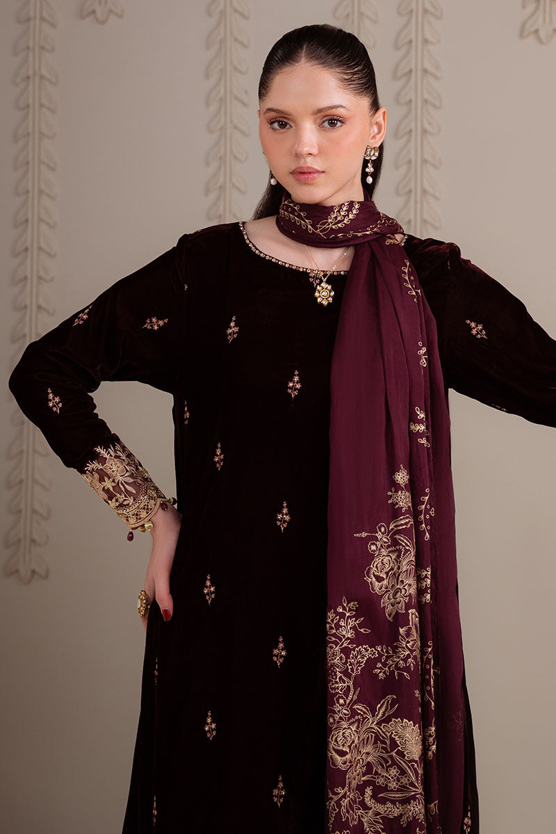 Cross Stitch - ROYAL PLUM - Chiffon - 3 Piece - Unstitched
