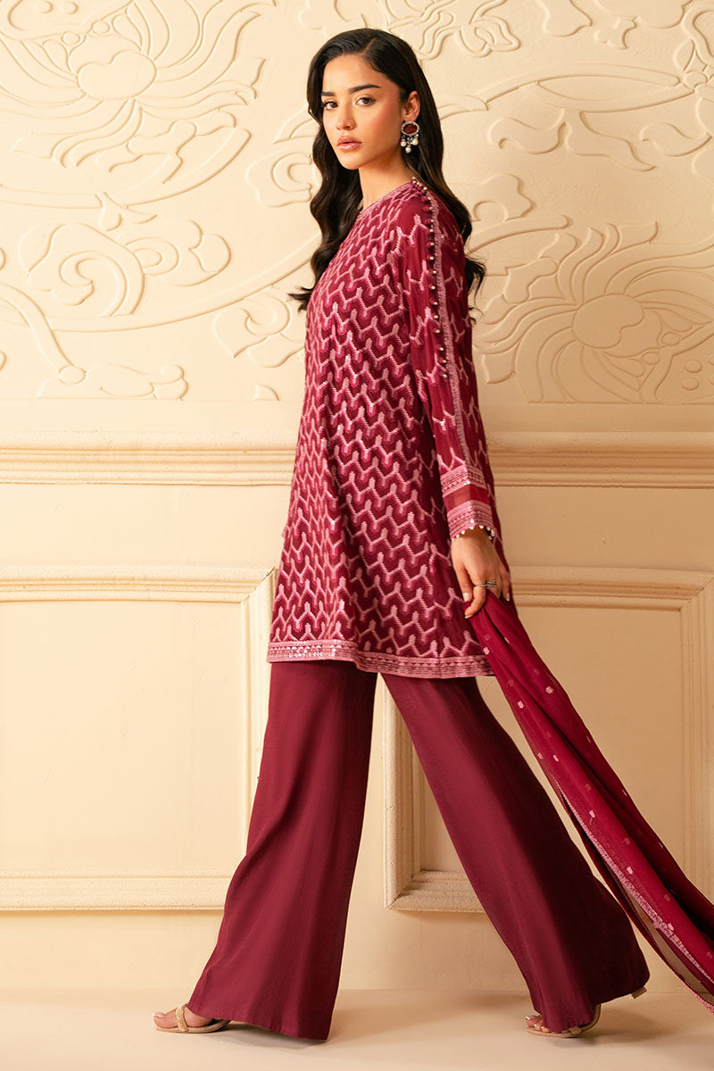 Cross Stitch - BURGUNDY BLISS - Chiffon - 4 Piece - Unstitch