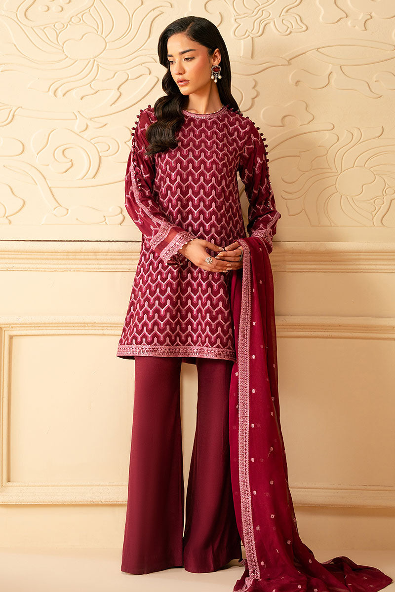 Cross Stitch - BURGUNDY BLISS - Chiffon - 4 Piece - Unstitch