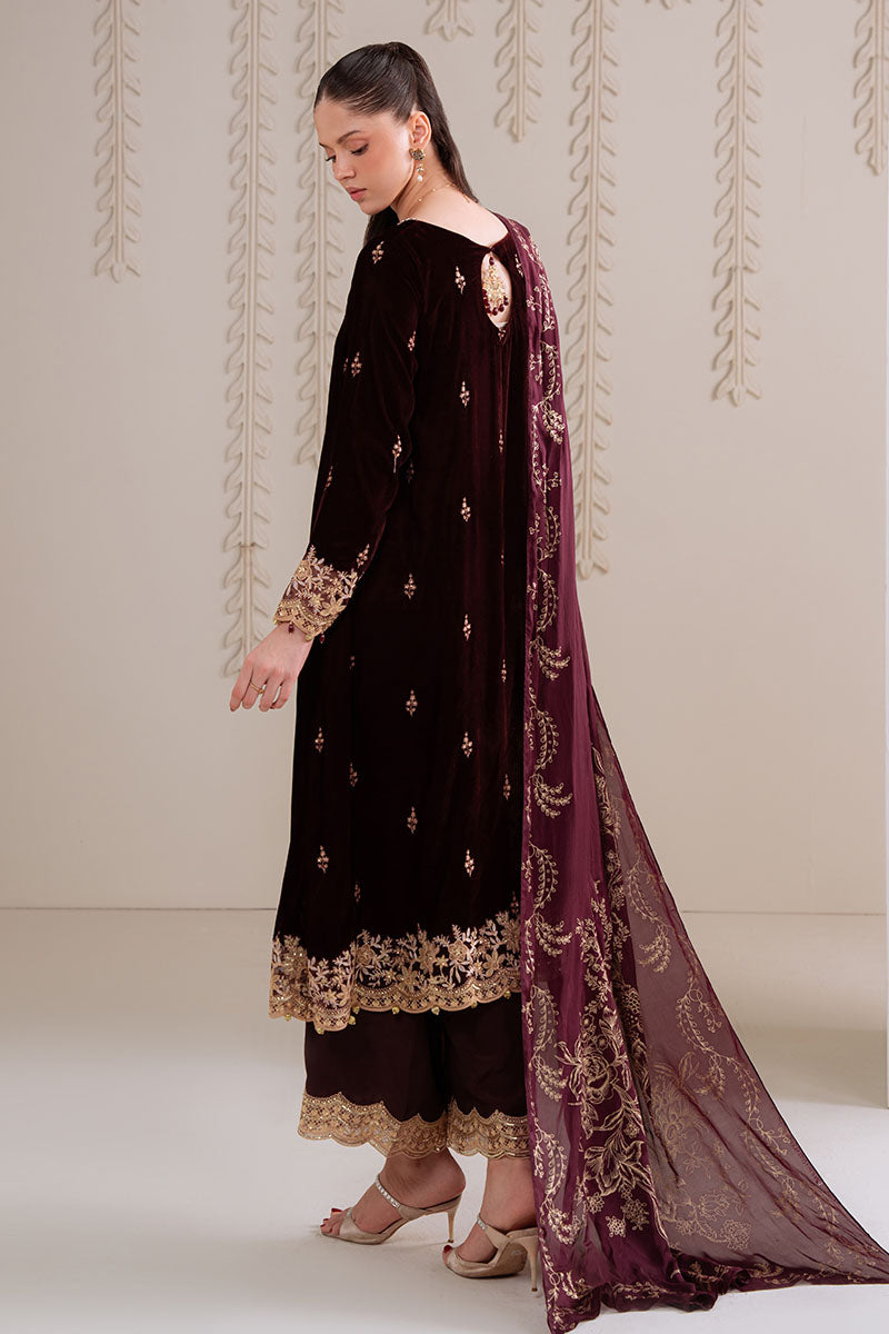 Cross Stitch - ROYAL PLUM - Chiffon - 3 Piece - Unstitched