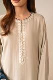 Cross Stitch - Pearl Blue Slub Khaddar Suit For Women - Gray - 2 Piece