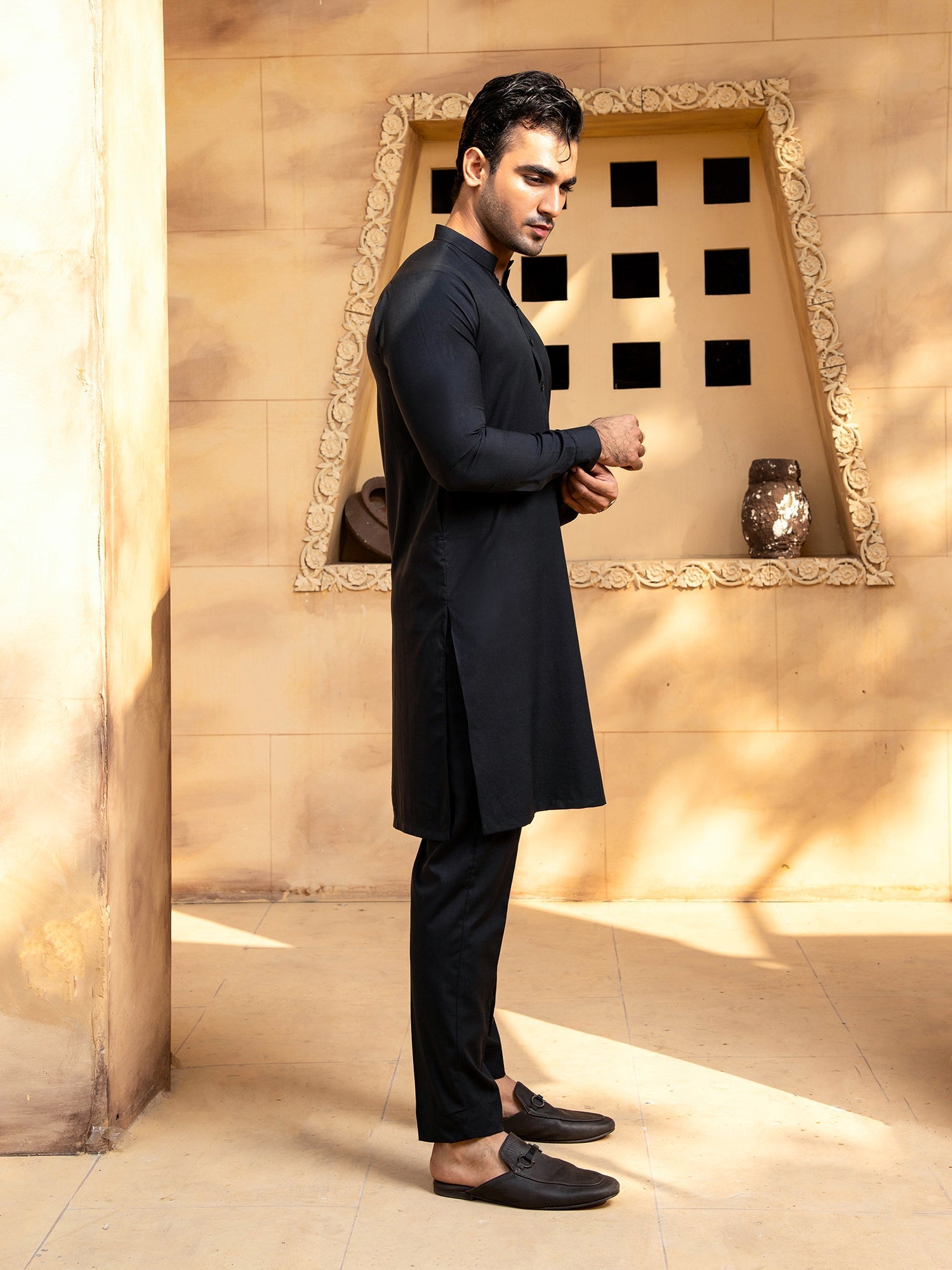 Shahjahan - Boski Black Kurta Trouser - 2 Piece