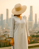 Ayla Studio - Dobby Lawn Roshi Embroidered Suit For Women - Charcoal - 2 Piece