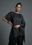 Maheen Khan - Black Gold Crepe Silk  Cowl Shalwar For Women - 1 Piece