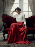 Maheen Khan - Blended Satin Crimson Grace Skirt For Women - Grey Brown Olive - 1 Piece