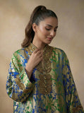 Maheen Khan - Pure Silk Aurelia Royale Kaftan For Women - Blue Green - 2 Piece