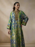 Maheen Khan - Pure Silk Aurelia Royale Kaftan For Women - Blue Green - 2 Piece