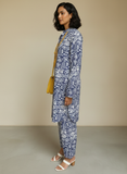 Gulabo - Indigo Garden Pure Egyption Cotton Lawn Set For Women - Navy White - 2 Piece