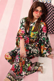 Musferah Saad - Noir Tropics Printed Silk Suit For Women - 3 piece