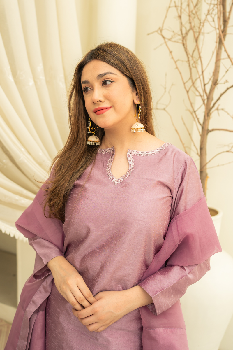 Zahra Ahmad - ST-173 - Lilac - Raw Silk - 3 Piece