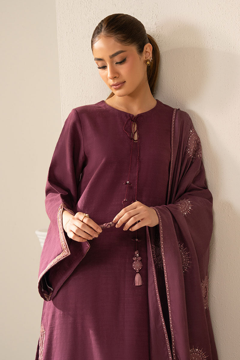 Cross Stitch - Plum Berry Slub Khaddar Suit For Women - Purple - 2 Piece