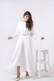 Syah - Diagonal Cut Maxi With Cape - White - 2 Piece