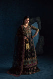 Maria Osama Khan - Mehtab Black Organza / Raw Silk Suit For Women - 3 Piece