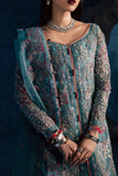 Maria Osama Khan - Neelum Ice Blue Organza / Raw Silk Suit For Women - 4 Piece