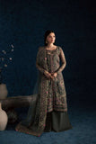 Maria Osama Khan - Sahar Grey Organza / Raw Silk Suit For Women - 3 Piece
