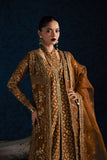 Maria Osama Khan - Zarmin Brown Organza / Raw Silk Suit For Women - 4 Piece