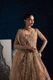 Maria Osama Khan - Nisbat Baige Organza / Raw Silk Lehnga Suit For Women - 4 Piece