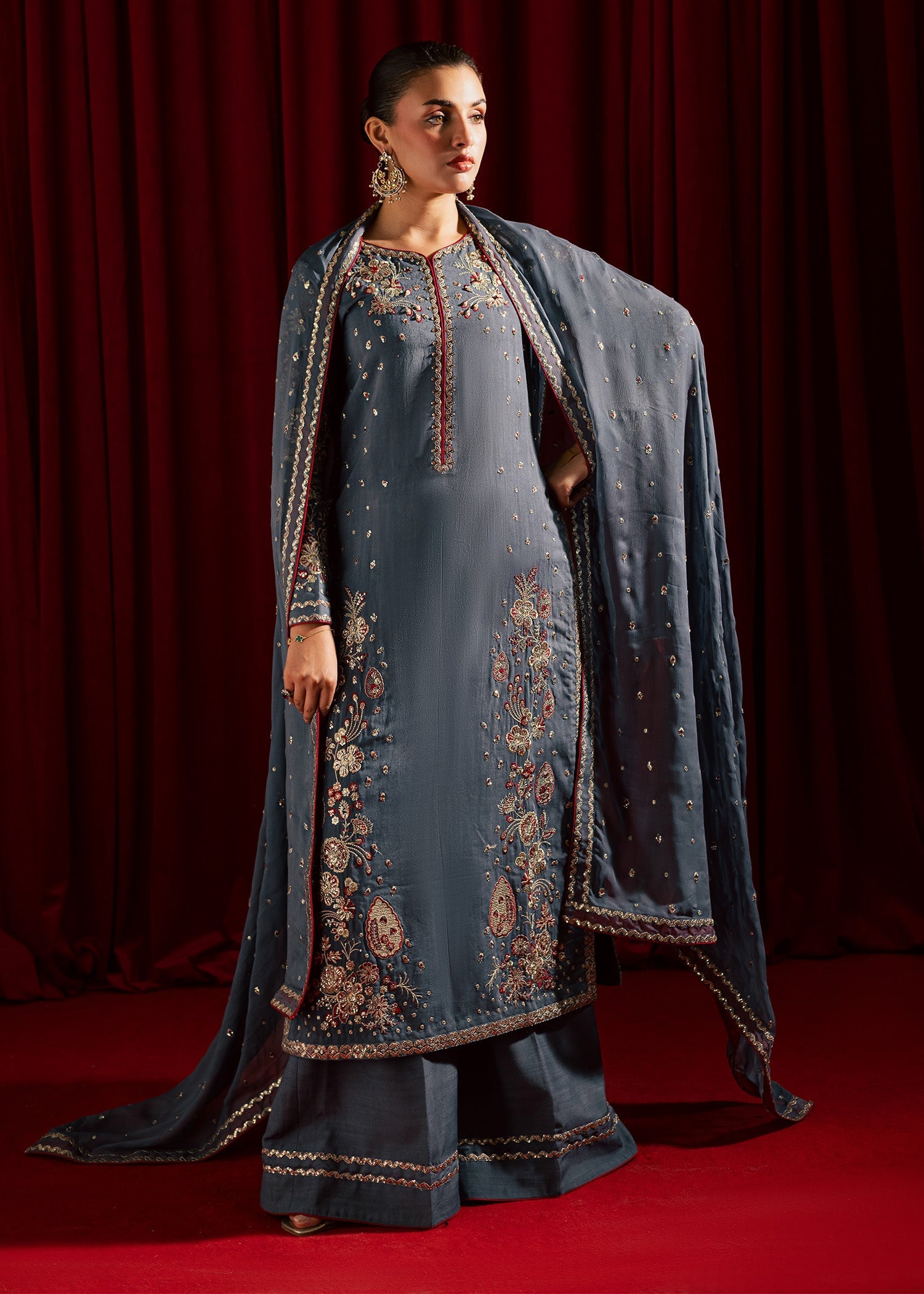 Allure by Ih - JHOOMAR - Grey - 3 Piece