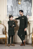 Shahjahan - Bottle Green Kurta Trouser with Waistcoat For Men