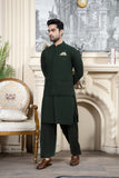 Shahjahan - Bottle Green Kurta Shalwar with Waistcoat For Men