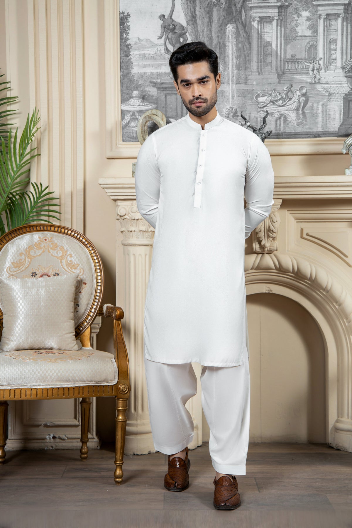 Shahjahan Men Cotton Shalwar Bottom / Separate Off White 1 Piece