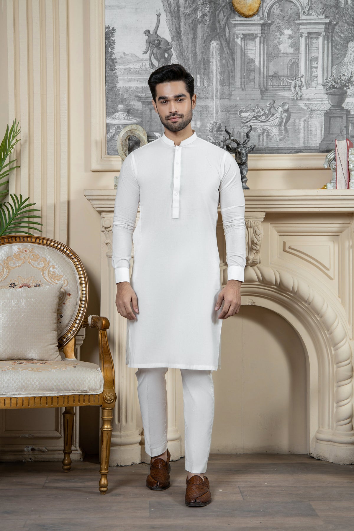 Shahjahan Off white Soft Cotton Kurta Trouser 2 Piece Suit