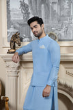 Shahjahan Sky Blue Kurta Trouser with Suiting Waistcoat 3 Piece Suit