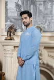 Shahjahan Sky Blue Kurta Trouser with Suiting Waistcoat 3 Piece Suit