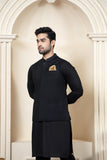 Shahjahan - Black Boski Kurta Trouser with Suiting Waistcoat For Men