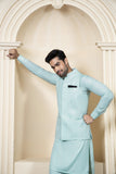 Shahjahan Aquamarine Kurta Trouser with Waistcoat 3 Piece Suit