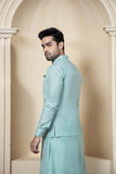 Shahjahan Aquamarine Kurta Shalwar with Waistcoat 3 Piece Suit