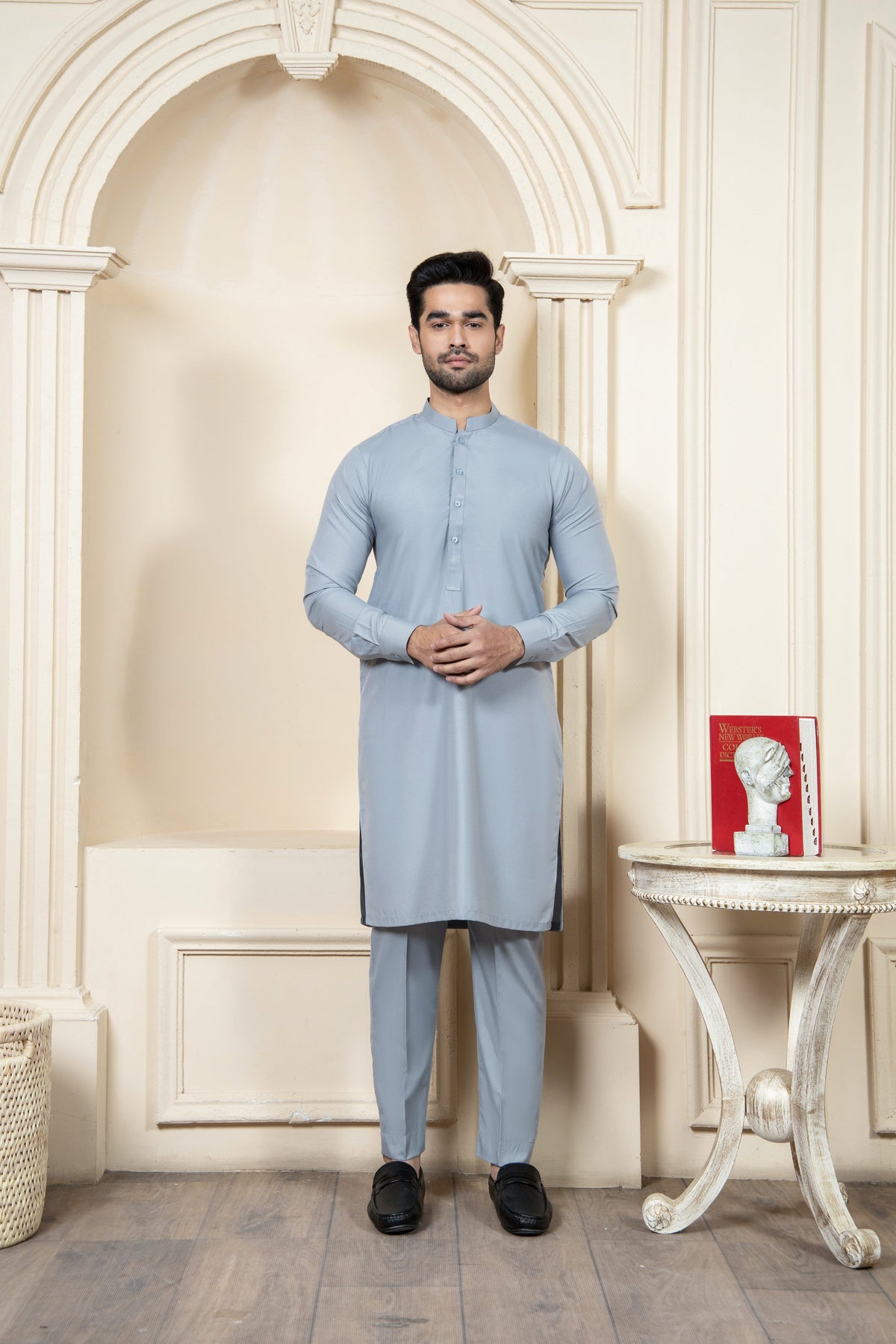 Shahjahan Ash Grey Kurta Trouser 2 Piece Suit